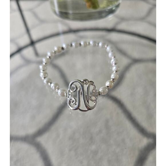 Bansri Jewelry - Bansri Pearl Silver Initial N Bracelet New